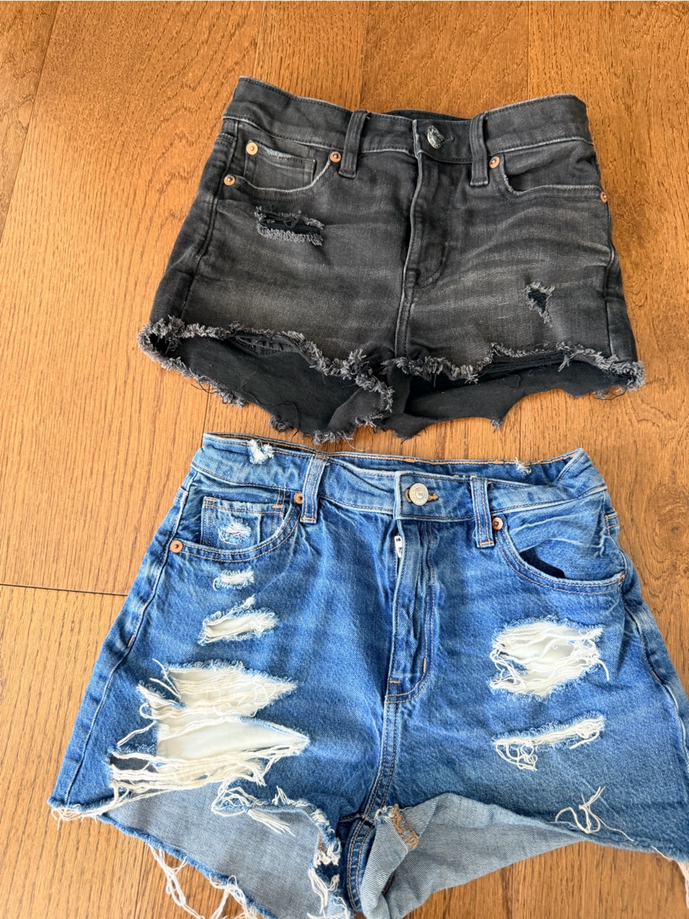 American Eagle Distressed denim Shorts - Blue and Black